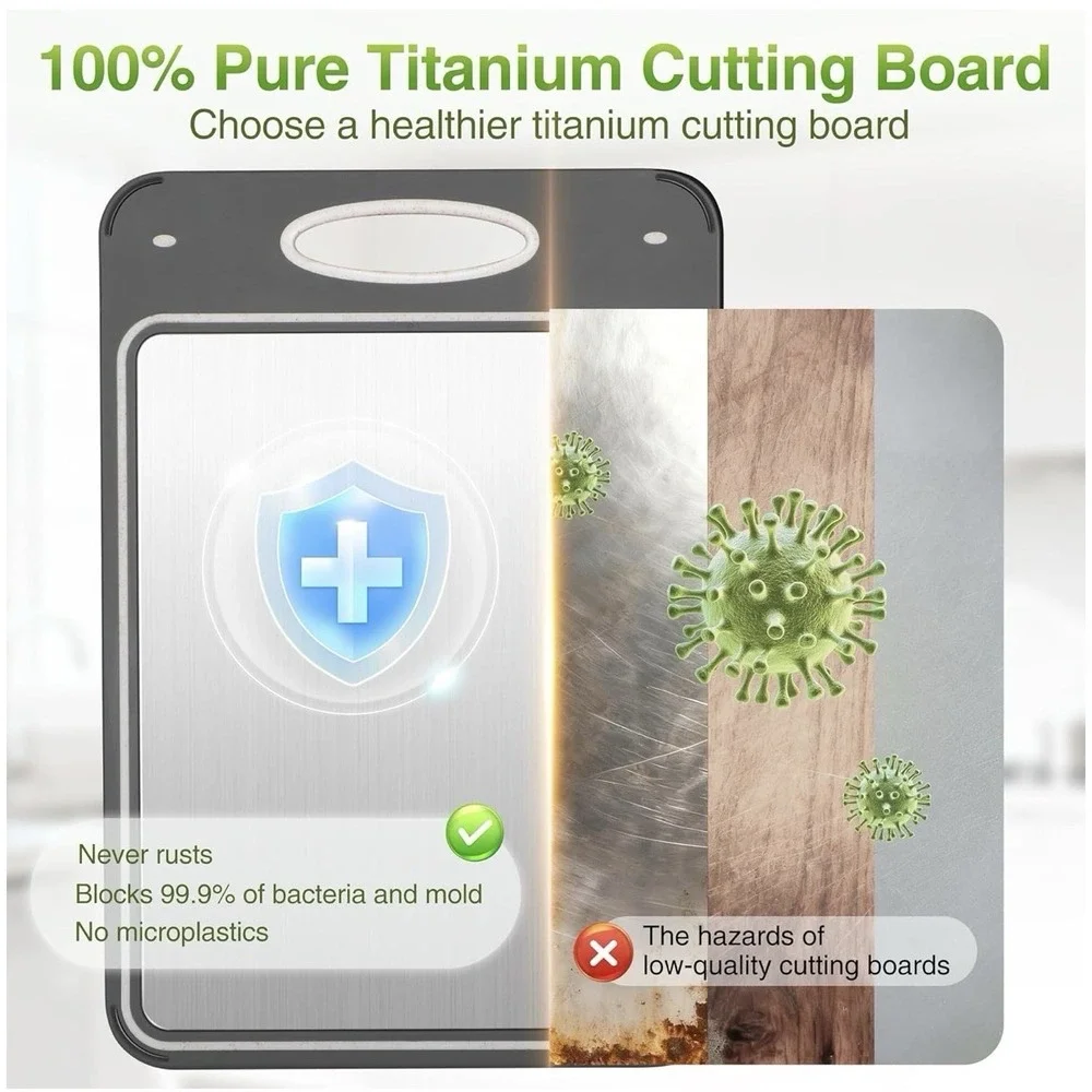 Titanium‎ Cutting Board for Kitchen Non-Toxic Double Side New